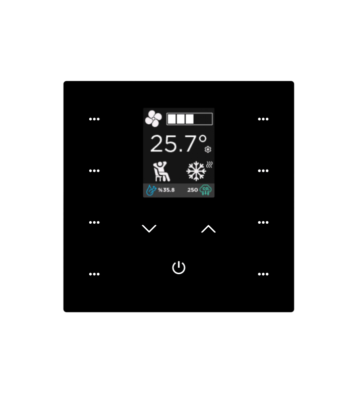 iX2 2" KNX Touch Panel 2-4-8 Button, Black w/ LCD+AQI