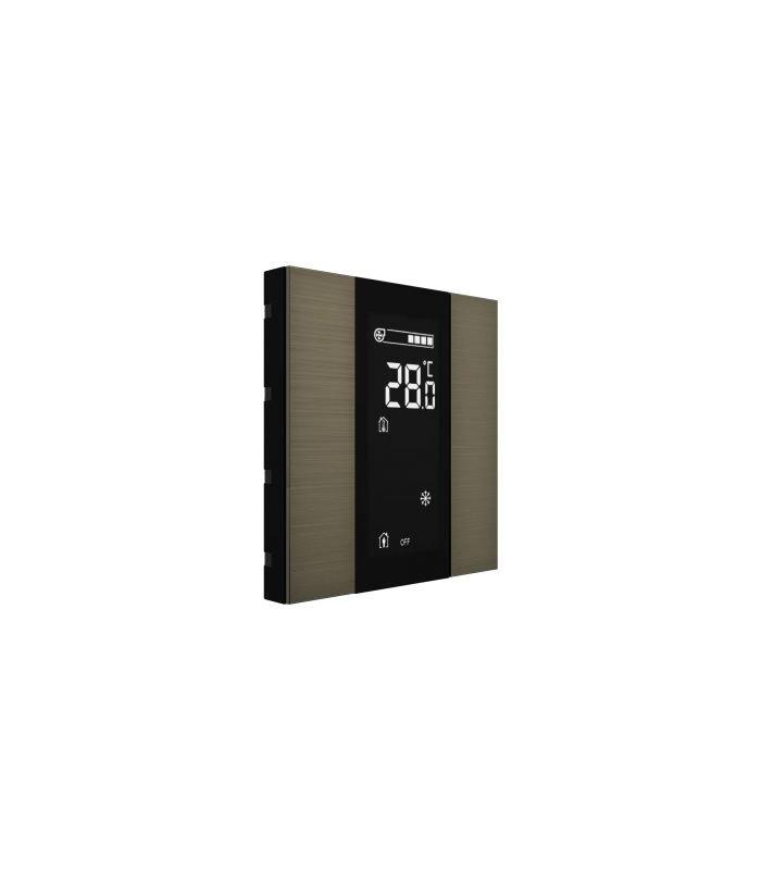 iSwitch+ AQI with LCD - 2 Button Bronze Aluminium Eloxal Matt Brushed