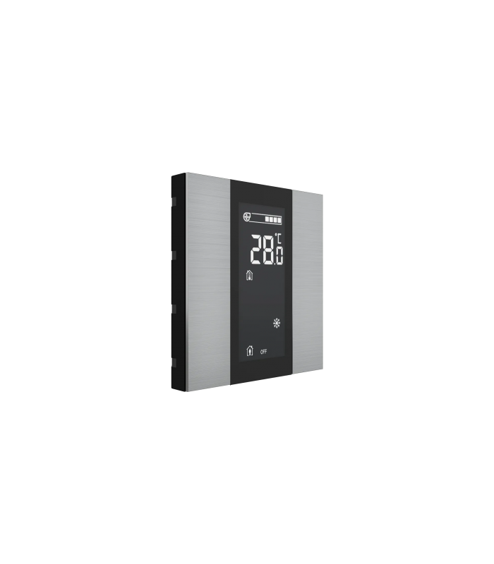 iSwitch+ with LCD - 2 Button Natural Aluminium Eloxal Matt Brushed