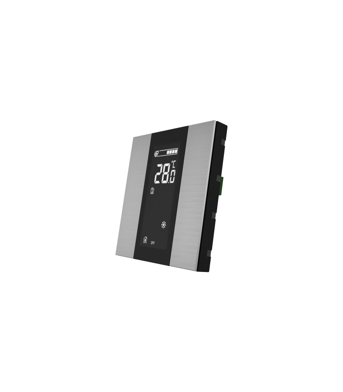 iSwitch+ AQI with LCD - 2 Button Natural Aluminium Eloxal Matt Brushed