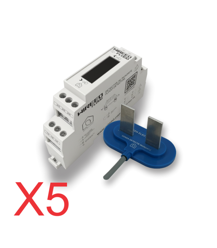 PACHET COMPLET X5 Detector Inundatie Cu Sonda Rectangulara FFD2_4S_KIT Wireeo Flood