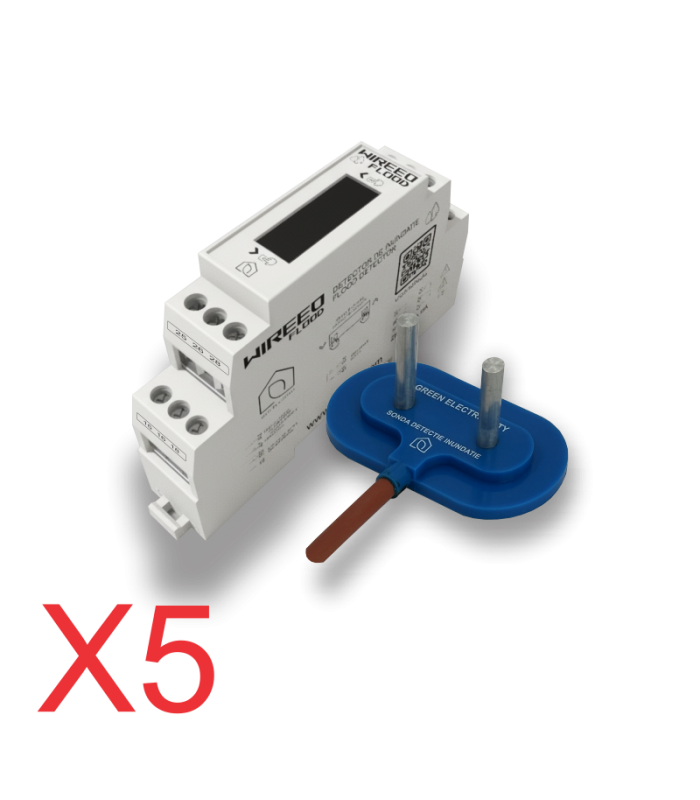 PACHET COMPLET X5 Detector inundatie cu sonda circulara FFD2_4R_KIT Wireeo Flood