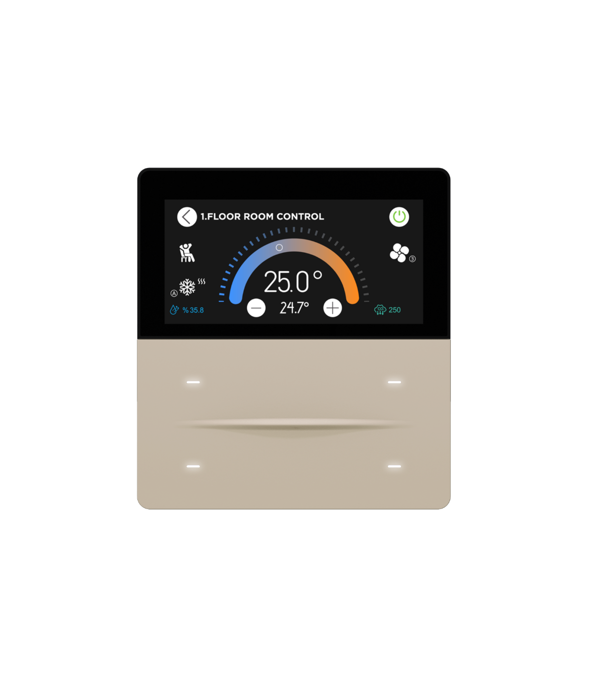 iXm 3’’ KNX Touch Panel 4 Button Softtouch Cold Beige w/ LCD + AQI