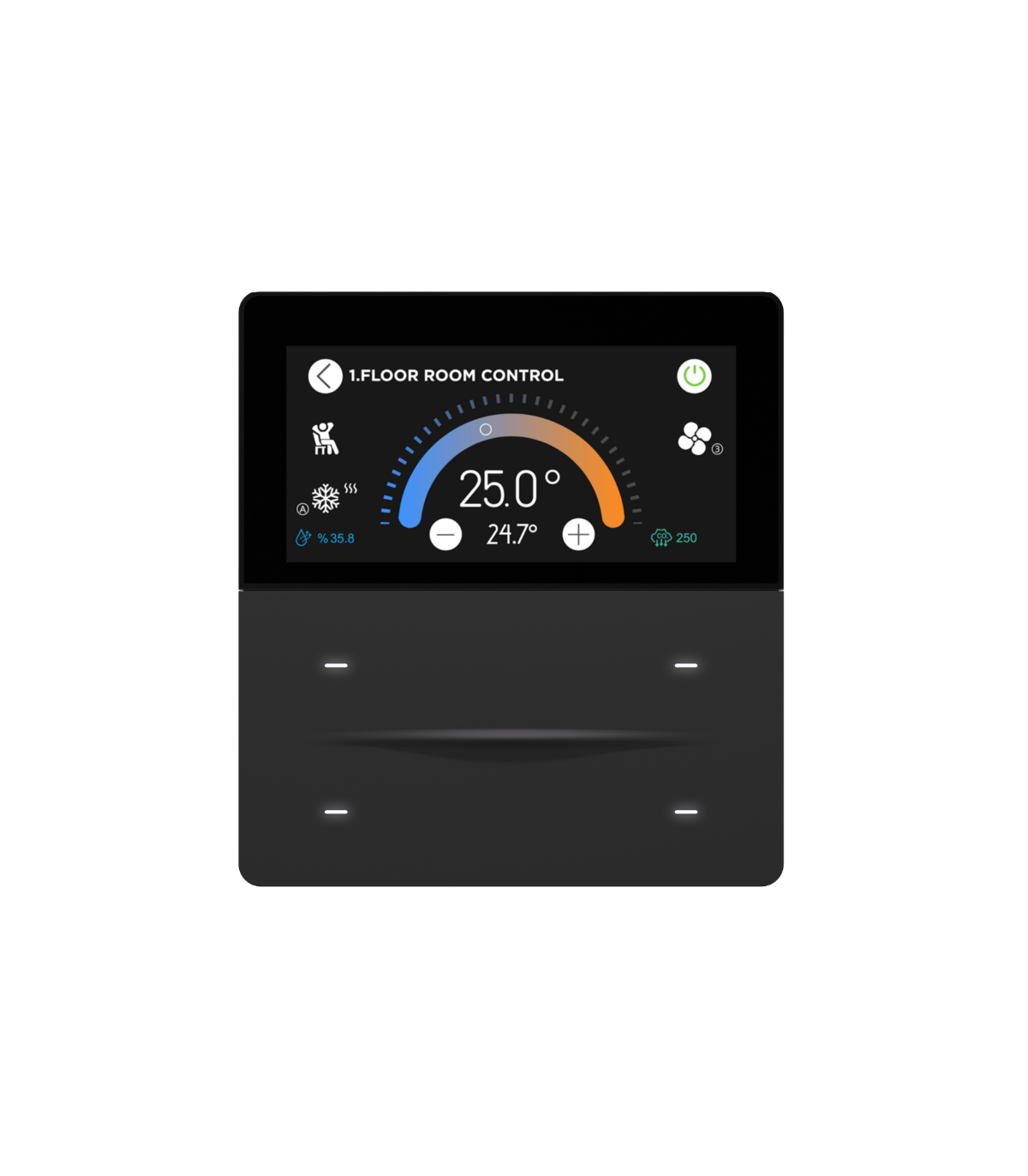 iXm 3’’ KNX Touch Panel 4 Button Softtouch Anthracite w/ LCD + AQI