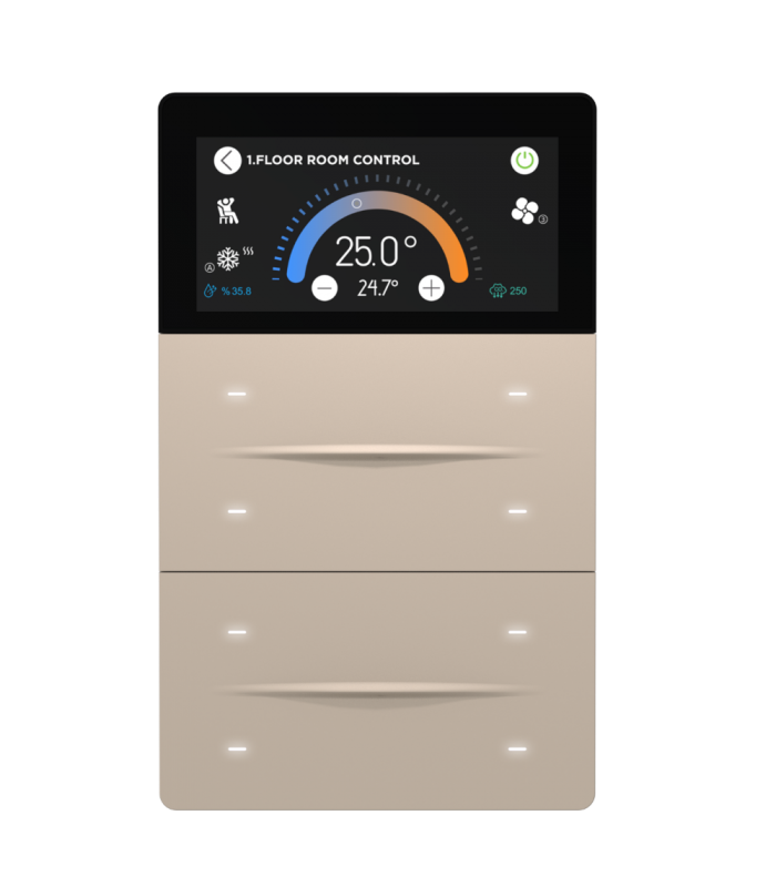 iXm 3’’ KNX Touch Panel 8 Button Softtouch Cold Beige w/ LCD