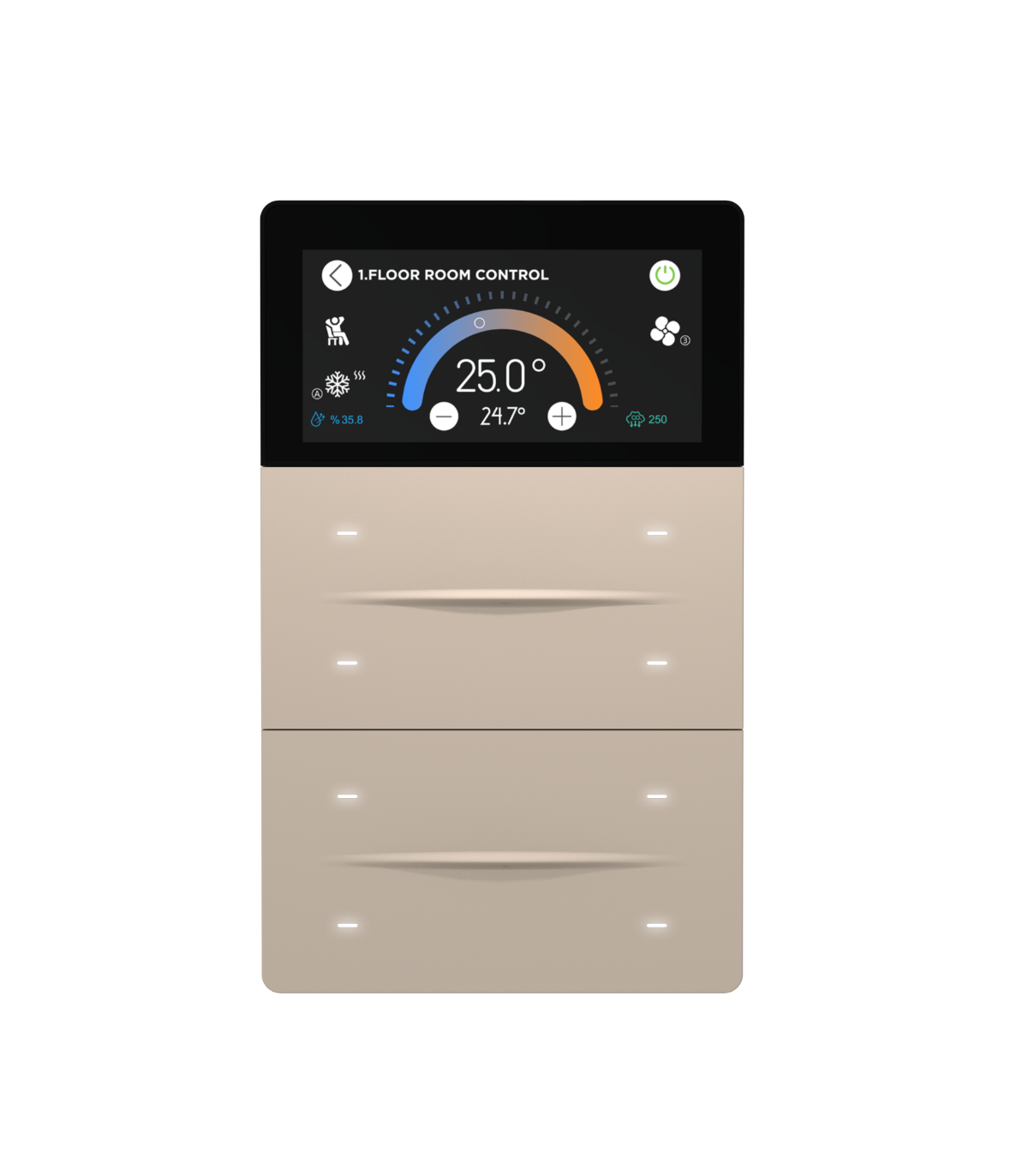 iXm 3’’ KNX Touch Panel 8 Button Softtouch Cold Beige w/ LCD + AQI