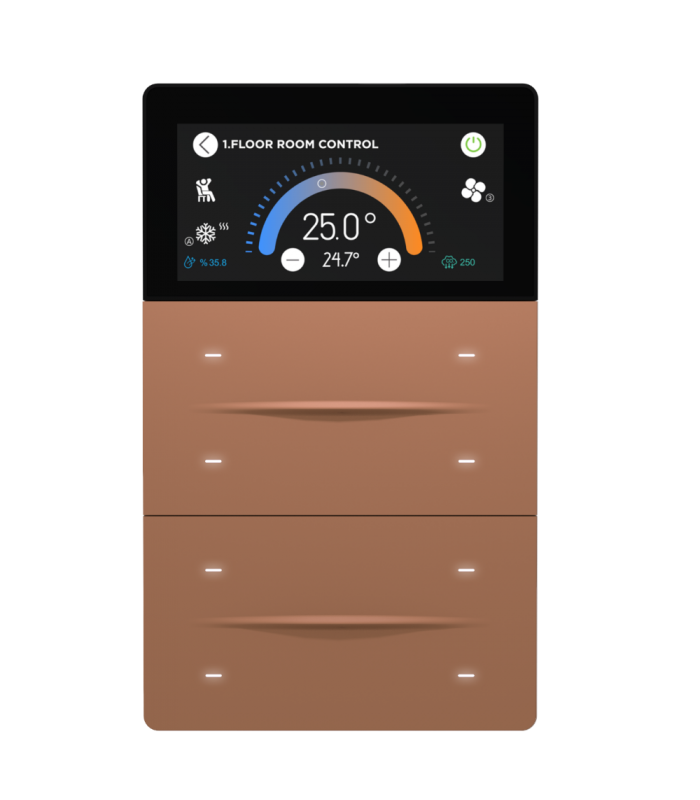 iXm 3’’ KNX Touch Panel 8 Button Softtouch Mocha w/ LCD + AQI