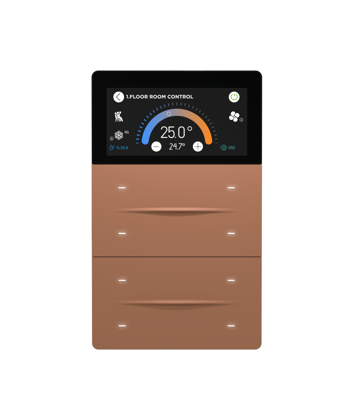 iXm 3’’ KNX Touch Panel 8 Button Softtouch Mocha w/ LCD + AQI