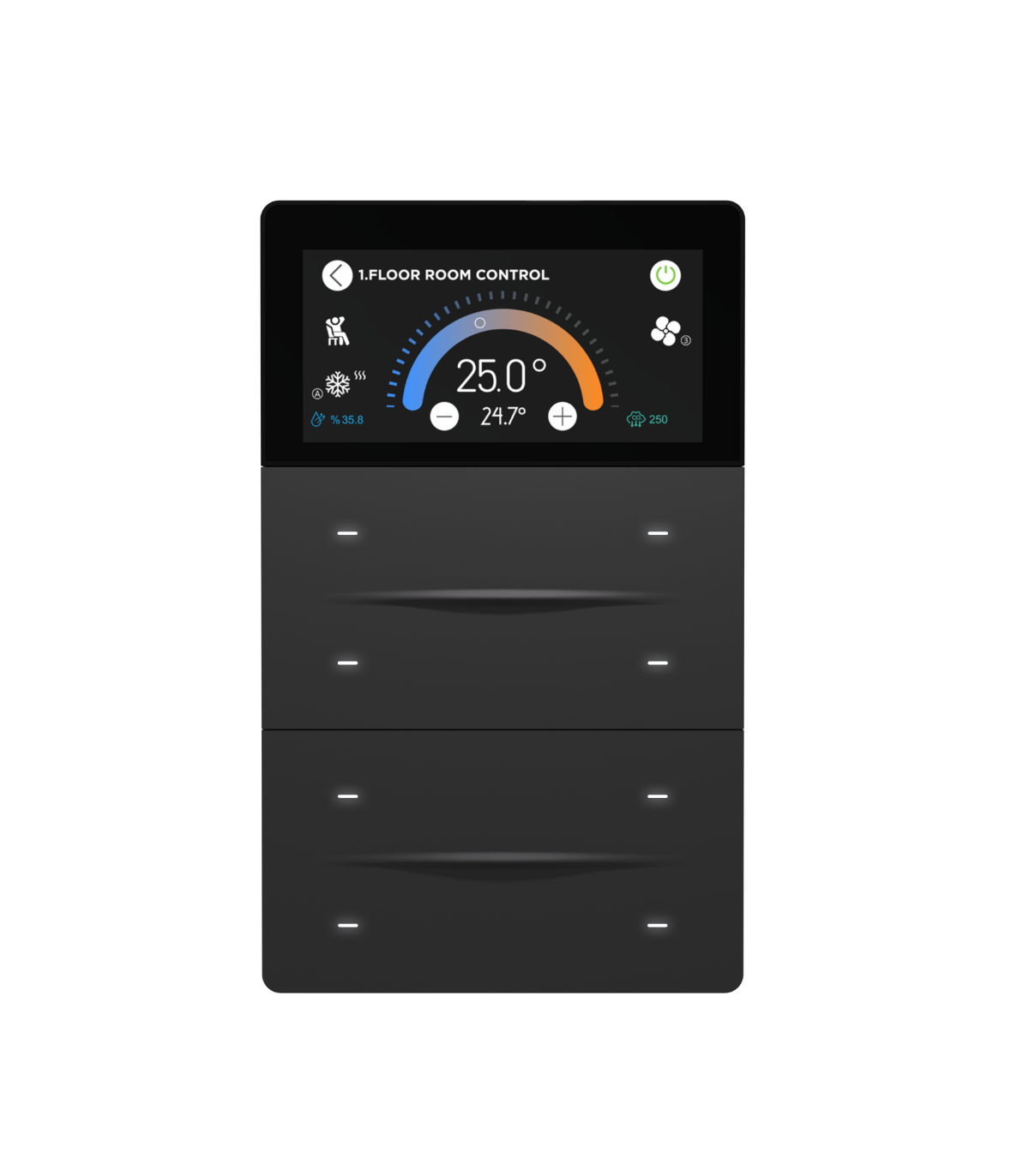 iXm 3’’ KNX Touch Panel 8 Button Softtouch Anthracite w/ LCD + AQI