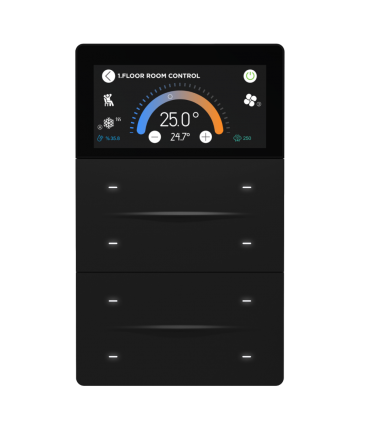 iXm 3’’ KNX Touch Panel 8 Button Softtouch Black w/ LCD + AQI