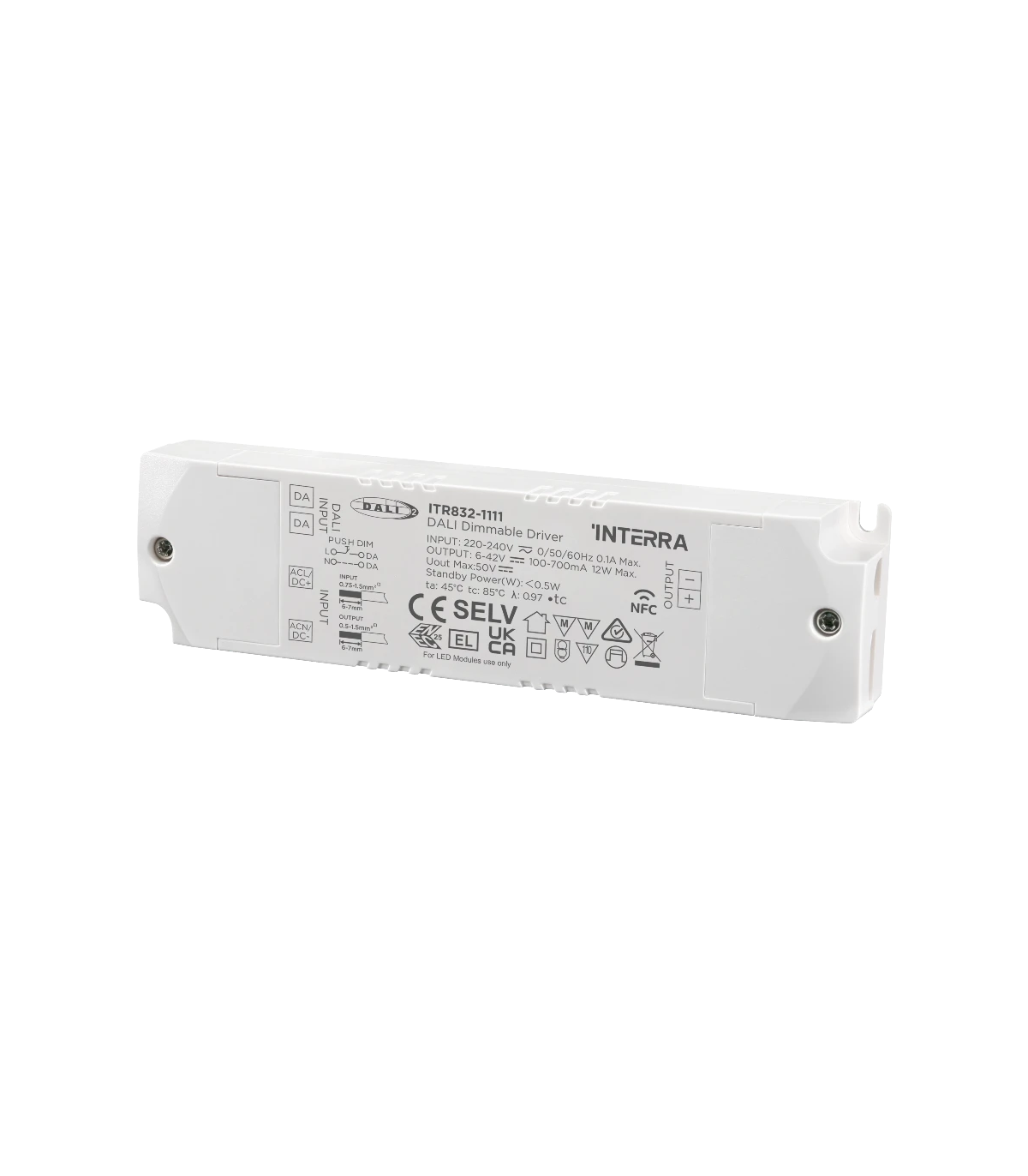 12W NFC Programmable DALI-2 DT6 Constant Current LED Driver (100 - 700 mA)