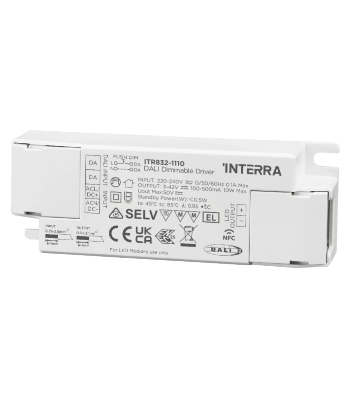10W NFC Programmable DALI-2 DT6 Constant Current LED Driver (100 - 500 mA)