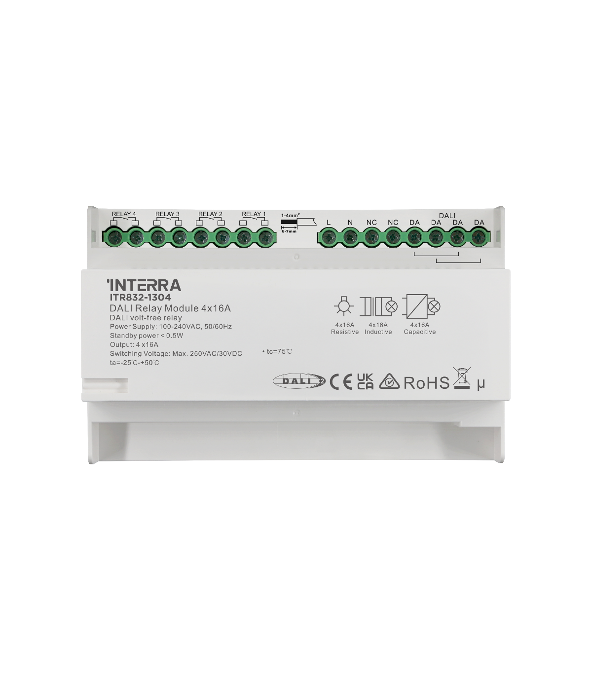 Interra 4-Channel DALI-2 Relay Module 4x16A