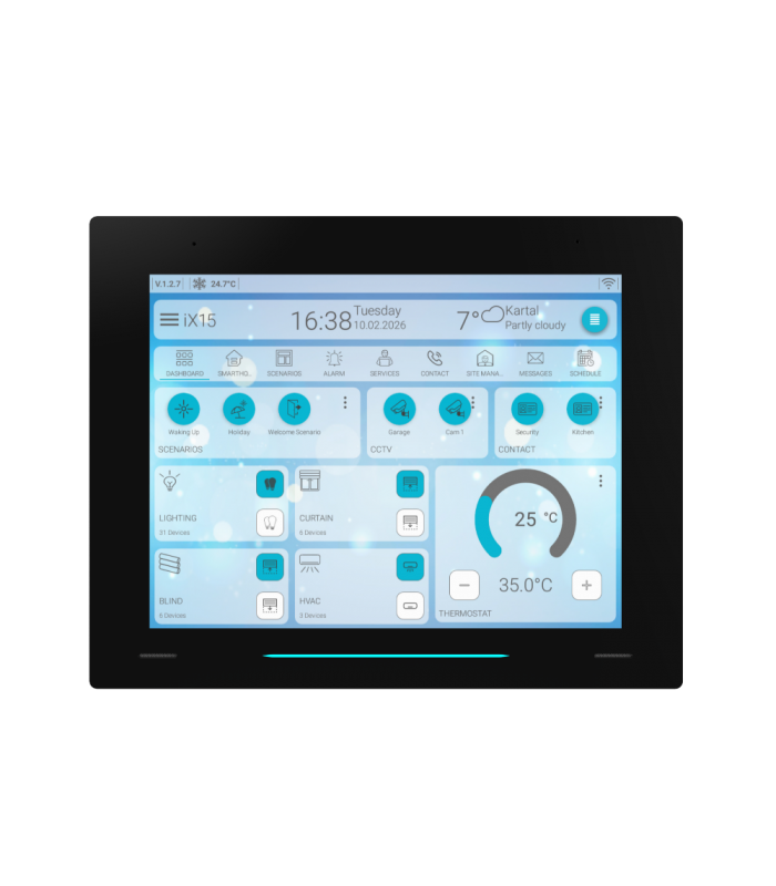 Interra iX15 – 15” Screen Control Panel POE / Non KNX - White