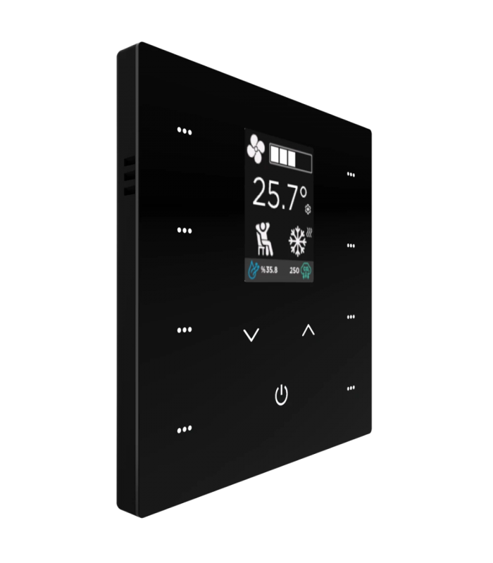iX2 KNX Secure Touch Panel 2-4-8 Buton, Blk w/LCD +AQI